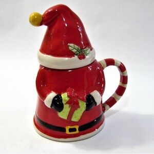 Christmas Holiday Santa Claus Coffee Hot Chocolate Red Mug with Lid